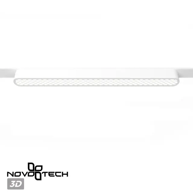 Ультракомпактный трековый светильник Novotech в матовых белых тонах, выполнен из металла и пластика, ракурс 4