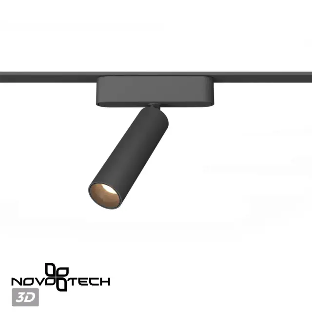 Трековый светильник Novotech черный, минималистичный дизайн с матовыми металлическими элементами и плафоном, ракурс 4