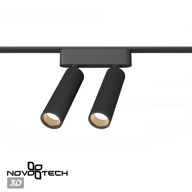 Трековый светильник Novotech матовый черный с одним плафоном из металла и пластика, ракурс 4
