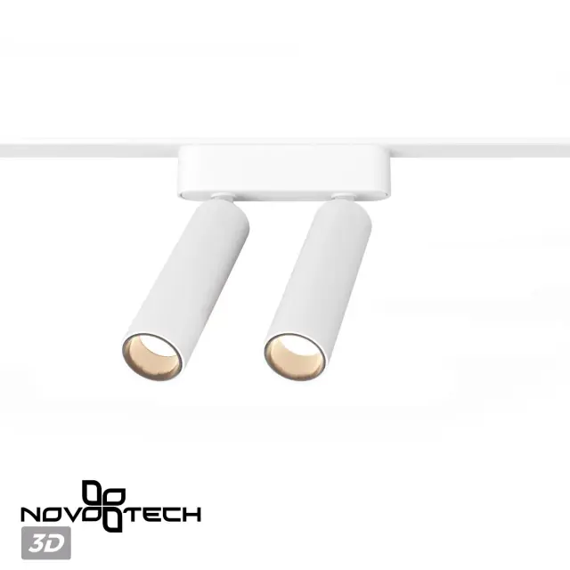 Трековый светильник Novotech белый, минималистичный дизайн, один плафон из пластика и металла, ракурс 4