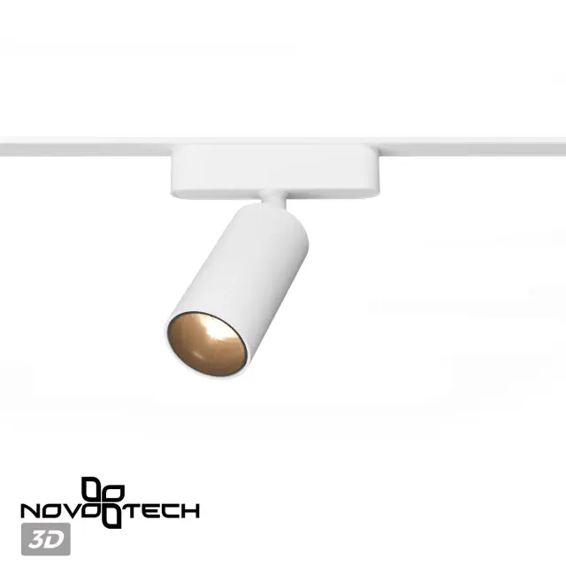 Направленный трековый светильник Novotech матовый белый с пластиковым рассеивателем и алюминиевым корпусом, ракурс 4