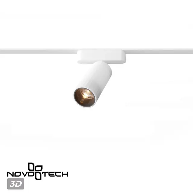 Направленный трековый светильник Novotech белый с рельефным плафоном из металла и пластика, ракурс 4