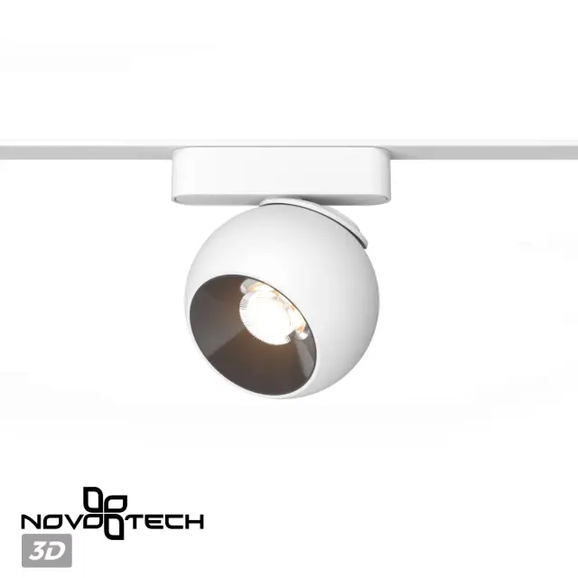 Направленный трековый светильник Novotech в минималистичном дизайне, белый матовый корпус и рассеиватель, ракурс 4