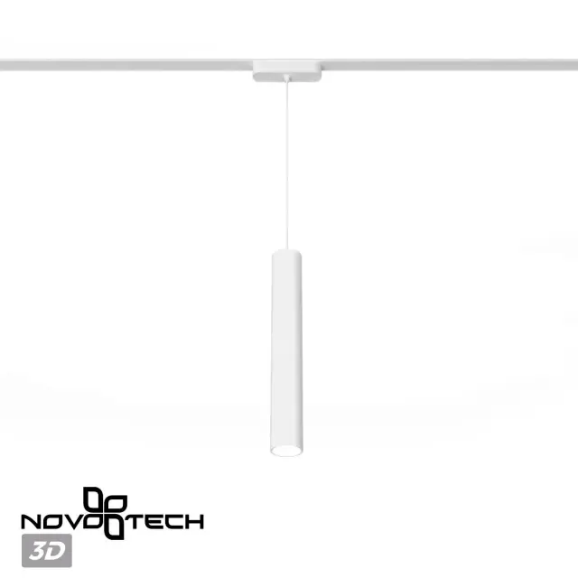 Подвесной светильник Novotech белый матовый цилиндр на шинопровода, минималистичная геометрия, ракурс 4