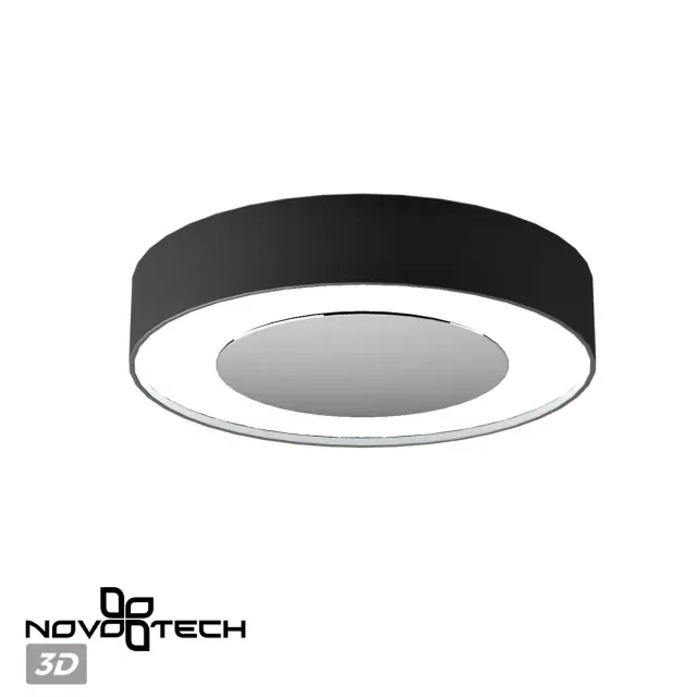 Накладной точечный светильник Novotech черного цвета с круглым зеркальным рассеивателем из стекла, ракурс 4