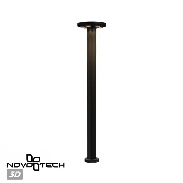 Уличный светильник минимализма Novotech в матовом черном цвете с вертикальным цилиндрическим силуэтом, ракурс 5