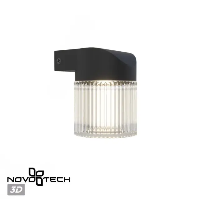 Настенный уличный светильник Novotech ESTIMA, черный алюминий, прозрачное рельефное стекло, ракурс 4
