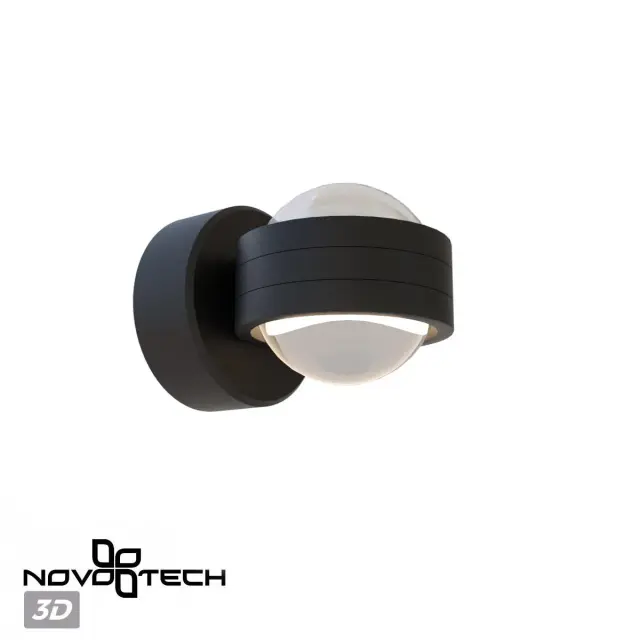 Настенный уличный светильник Novotech CALLE, черный матовый алюминий, прозрачный акрил, минималистичный дизайн, ракурс 3