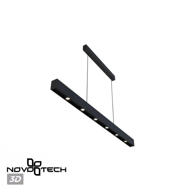 Подвесной светильник Novotech FERMO в матовом черном цвете, линейная форма с интегрированной светодиодной подсветкой, ракурс 5