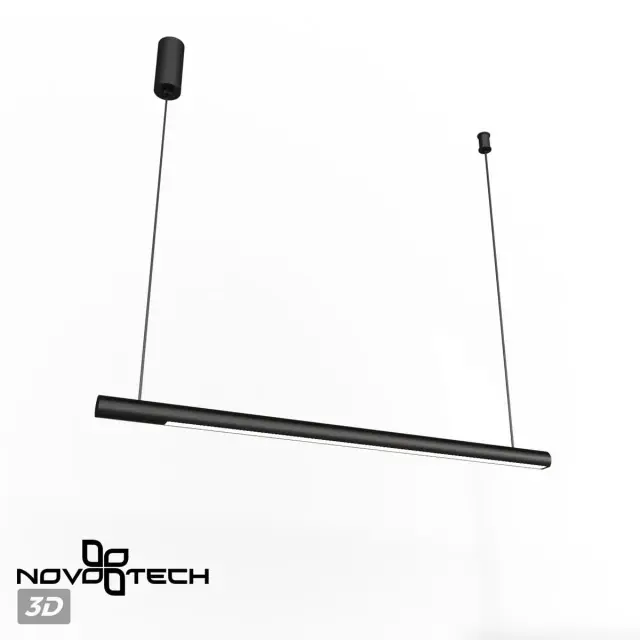 Подвесной светильник Novotech черный, минималистичный дизайн, длинный прямоугольный корпус из металла с матовым, ракурс 4