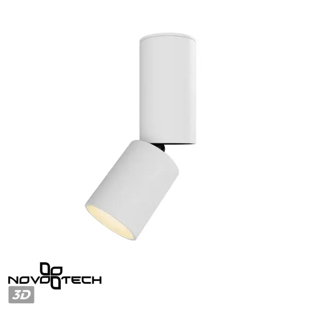 Накладной точечный светильник Novotech белого цвета, цилиндрическая форма, матовый пластик и алюминий, ракурс 6