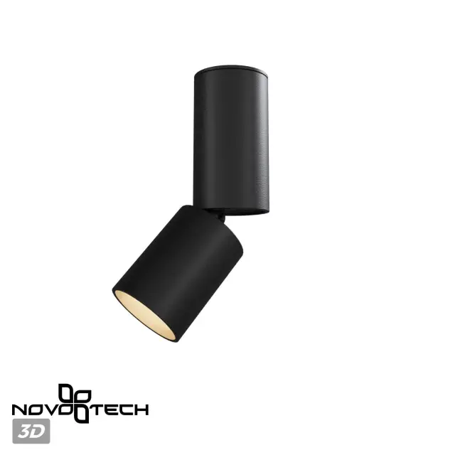 Накладной точечный светильник Novotech в минималистичном стиле, черный матовый корпус и рассеиватель, ракурс 6