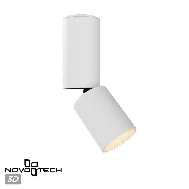 Накладной точечный светильник Novotech белого цвета с цилиндрическим корпусом и поворотным механизмом, ракурс 6