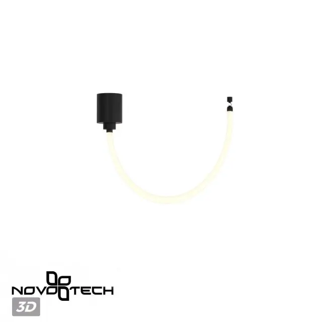 Напоминающий корабельный канат трековый светильник Novotech с черным корпусом и белым матовым пластиковым рассеивателем, ракурс 5