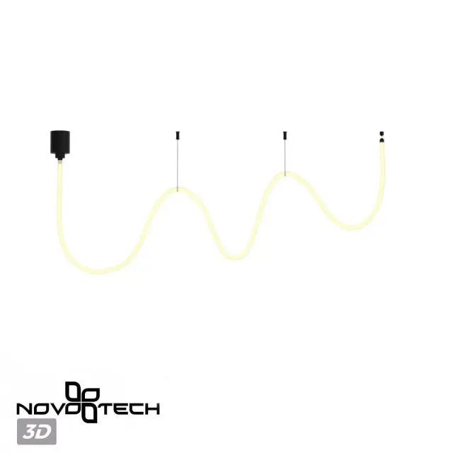 Напоминающий корабельный канат трековый светильник Novotech, матовый черный корпус и белый пластиковый рассеиватель, ракурс 5