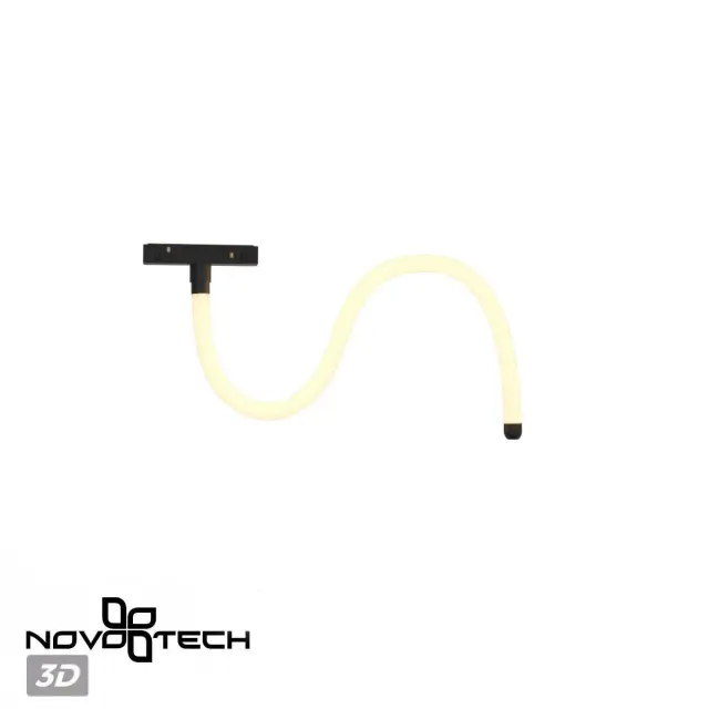 Трековый светильник Novotech в коллекции RAMO, черный алюминиевый корпус с белым плафоном, имитация канатной оплетки, ракурс 6