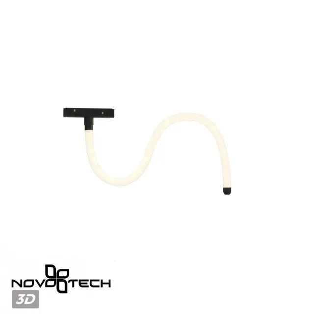 Трековый светильник Novotech в коллекции RAMO с черным алюминиевым корпусом и белым матовым плафоном, имитация оплетки, ракурс 6