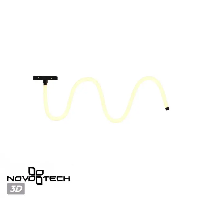 Трековый светильник Novotech в стиле магнити с декором, имитирующим канатную оплетку, черный алюминий и белый пластик, ракурс 6