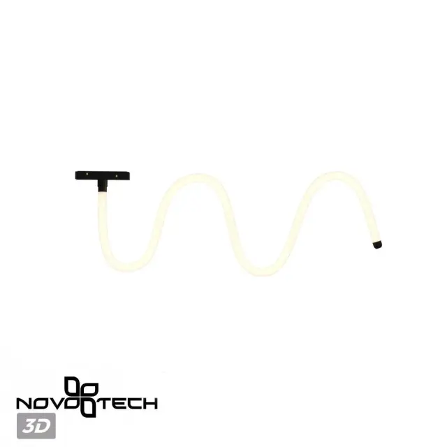Трековый светильник Novotech RAMO с декоративной оплеткой из канатов, белый матовый пластик и черный алюминиевый корпус, ракурс 6