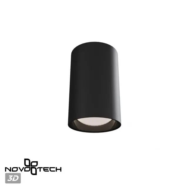 Накладной точечный светильник Novotech черный матовый с цилиндрильным рассеивателем, ракурс 6