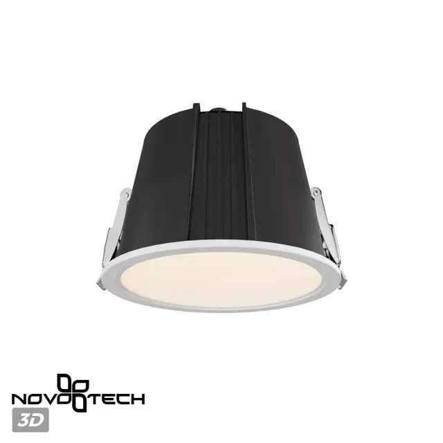 Встраиваемый точечный светильник Novotech белый с матовым пластиковым рассеивателем и алюминиевым корпусом, ракурс 5