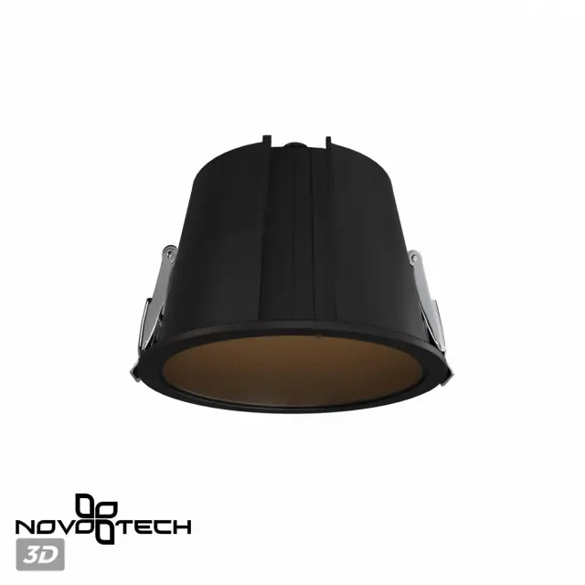 Матовый черный встраиваемый точечный светильник Novotech LANG, минималистичный дизайн, пластиковый рассеиватель, ракурс 5