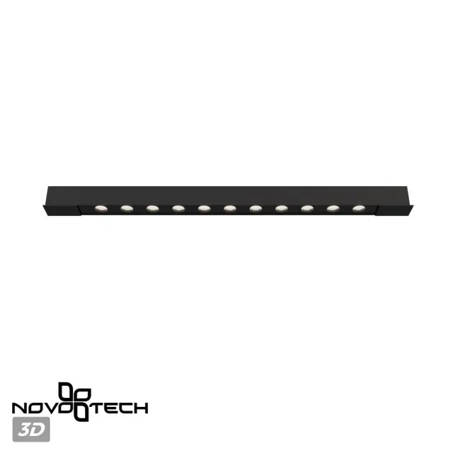 Трековый светильник Novotech FLUM в матовом черном цвете, минималистичный дизайн с акриловым рассеивателем, ракурс 5