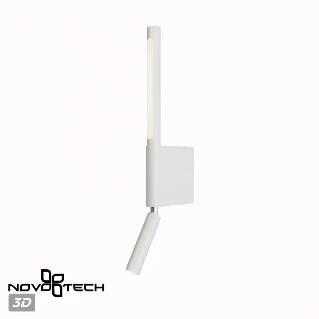 Накладное бра Novotech белого цвета, минималистичный дизайн с вертикальным матовым плафоном из пластика и алюминия, ракурс 5