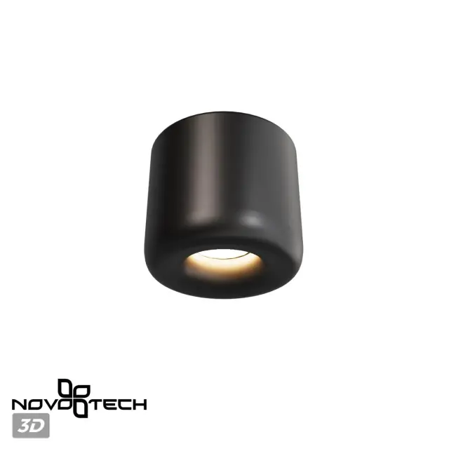 Накладной точечный светильник Novotech в матово-черном исполнении, цилиндрильная форма, IP44, ракурс 5