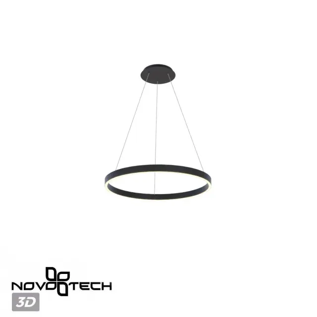 Подвесной светильник Novotech черный, минималистичный дизайн, большой круглый плафон из матового металла, ракурс 4