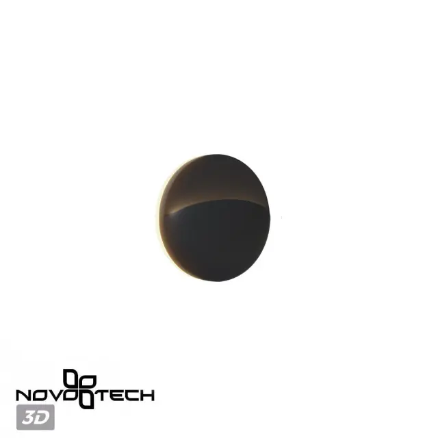 Настенный уличный светильник Novotech HALO, черный матовый металл, круглый силуэт рассеивателя, ракурс 4