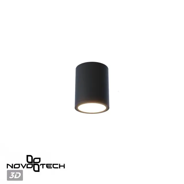 Матовый черный потолочный уличный светильник Novotech цилиндрической формы, минималистичный дизайн, ракурс 3