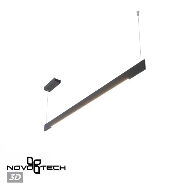 Линейный подвесной светильник Novotech черного матового алюминия со скрытыми светодиодными источниками света, ракурс 4