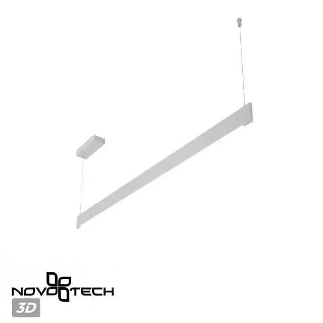Длинный линейный подвесной светильник Novotech матовый белый с скрытыми светодиодами в стиле Минимализм, ракурс 4