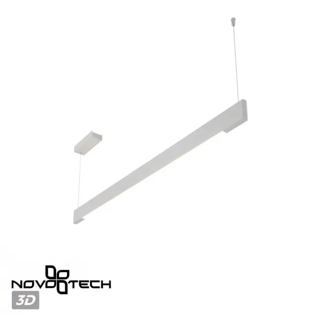 Линейный подвесной светильник Novotech матовый белый алюминиевый корпус, современная геометрия освещения, ракурс 4