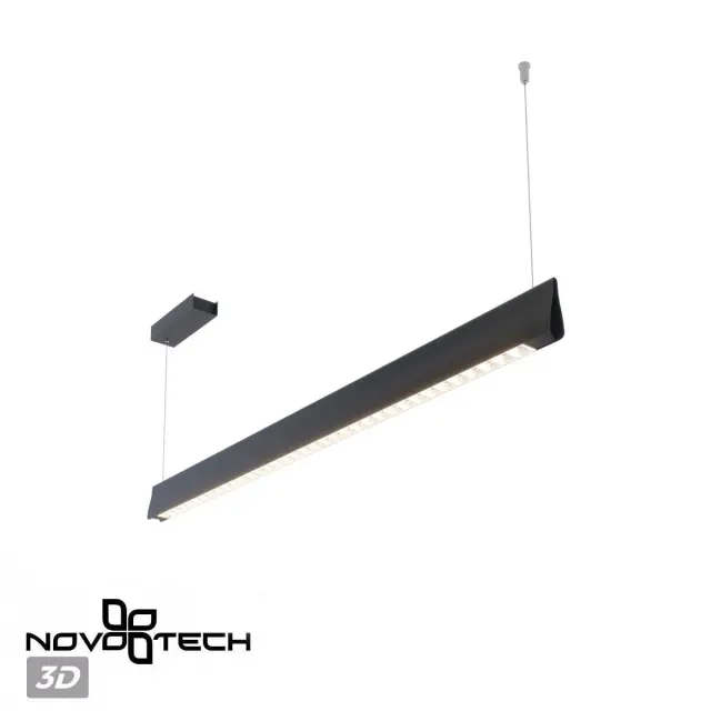 Линейный подвесной светильник Novotech матовый черный, минималистичный дизайн, скрытая светодиодная подсветка, ракурс 5