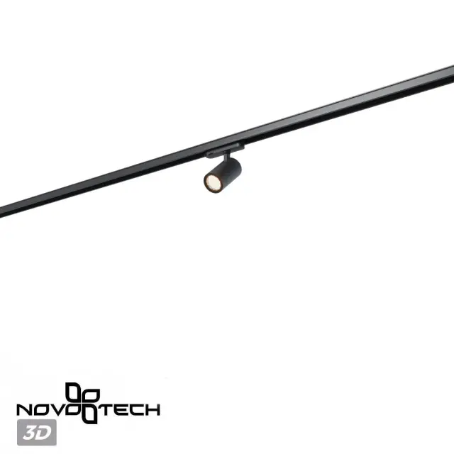Трековый светильник Novotech черного цвета, цилиндрический плафон с металлической сетчатой фактурой, ракурс 5