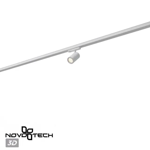 Направленный трековый светильник Novotech белый матовый цилиндр с декоративным металлическим рассеивателем, ракурс 5