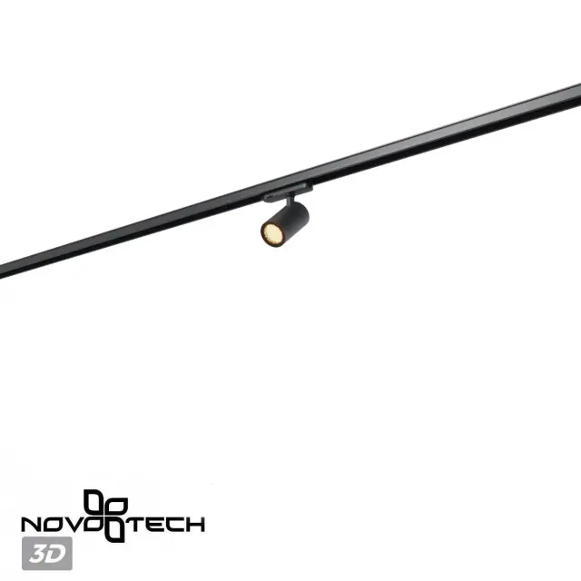 Направленный трековый светильник Novotech черного цвета с цилиндрическим плафоном и решетчатой фактурой, ракурс 5