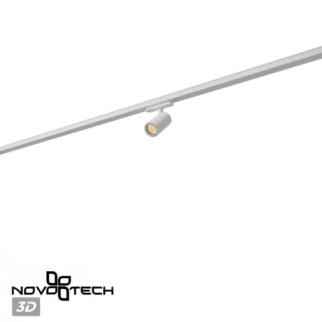 Трековый светильник Novotech белый цилиндрический корпус с решетчатой фактурой плафона для шинопровода, ракурс 5