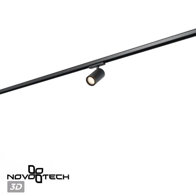 Трековый светильник Novotech матовый черный с плафоном, имитирующим металлическую сетку, ракурс 5