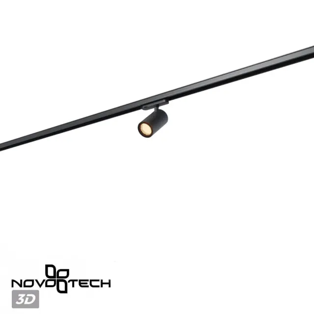 Направленный трековый светильник Novotech черного матового цвета с характерным сетчатым рассеивателем, ракурс 5