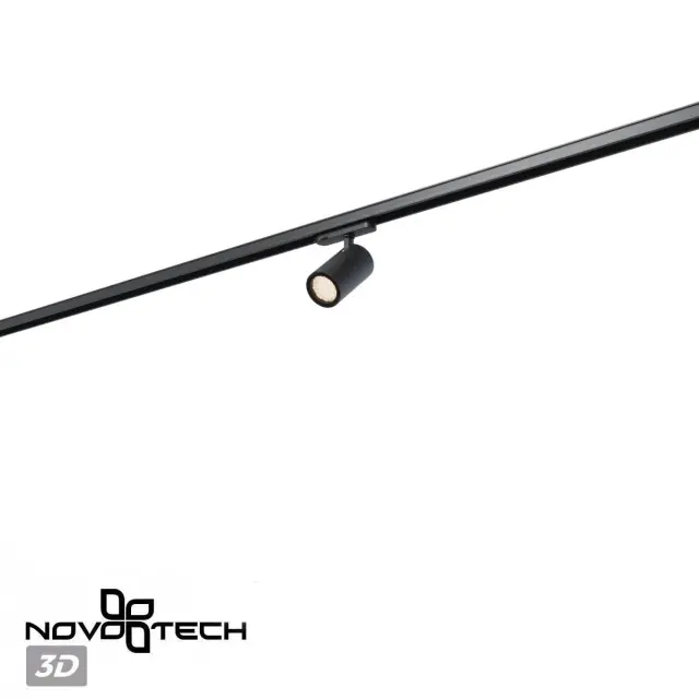 Направленный трековый светильник Novotech в матовом черном металле с декоративной сетчатой фактурой плафона, ракурс 5