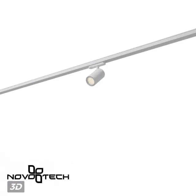 Трековый светильник Novotech белый цилиндрической формы с матовым рассеивателем в решетчатой фактуре, ракурс 5