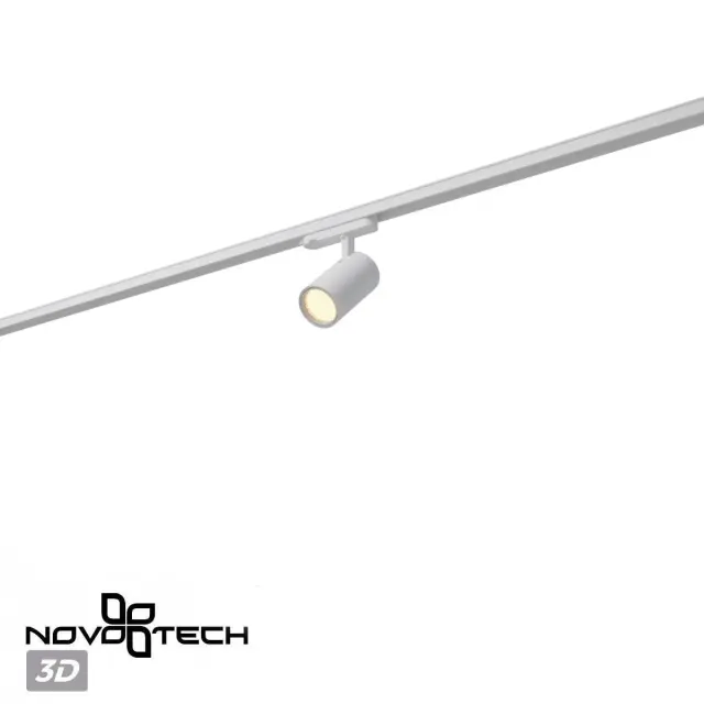 Трековый светильник Novotech белый цилиндрический корпус с декоративной металлической решеткой плафона, ракурс 5