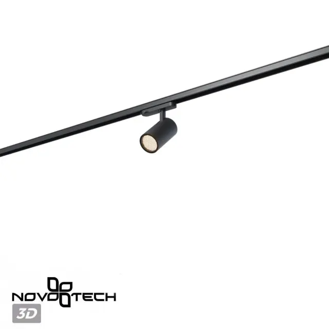 Направленный трековый светильник Novotech черного матового цвета с металлическим плафоном, ракурс 5