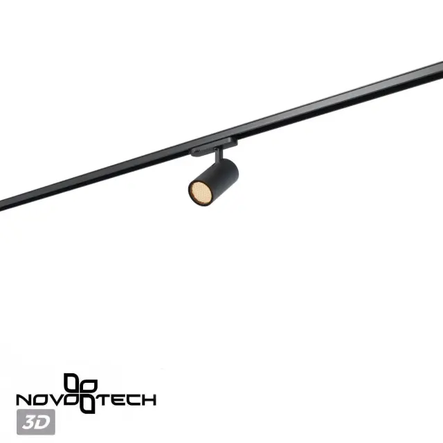 Трековый светильник Novotech черный матовый с сетчатым плафоном и направленным источником света, ракурс 5