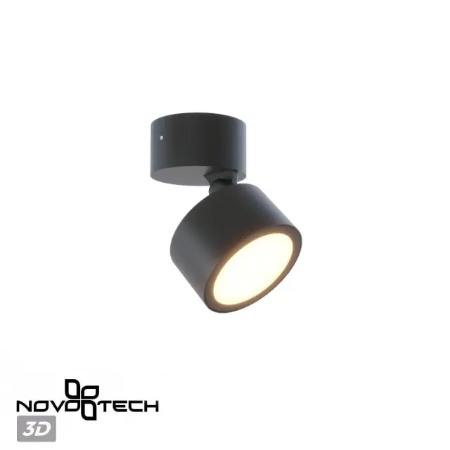 Потолочный уличный светильник Novotech матовый черный, геометрический силуэт с накладным плафоном, ракурс 4