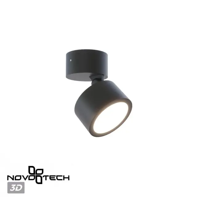 Потолочный уличный светильник Novotech FOCUS в матовом черном цвете с геометричным дизайном рассеивателя, ракурс 3