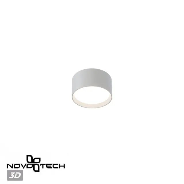 Накладной точечный светильник Novotech в минималистичном дизайне, белый матовый корпус и рассеиватель, ракурс 5